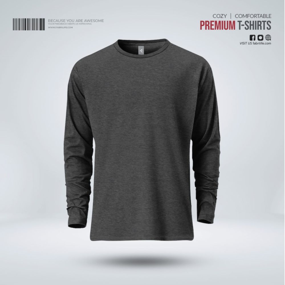 Mens Premium Blank Full Sleeve - Anthra Melange - At Best Price | Fabrilife