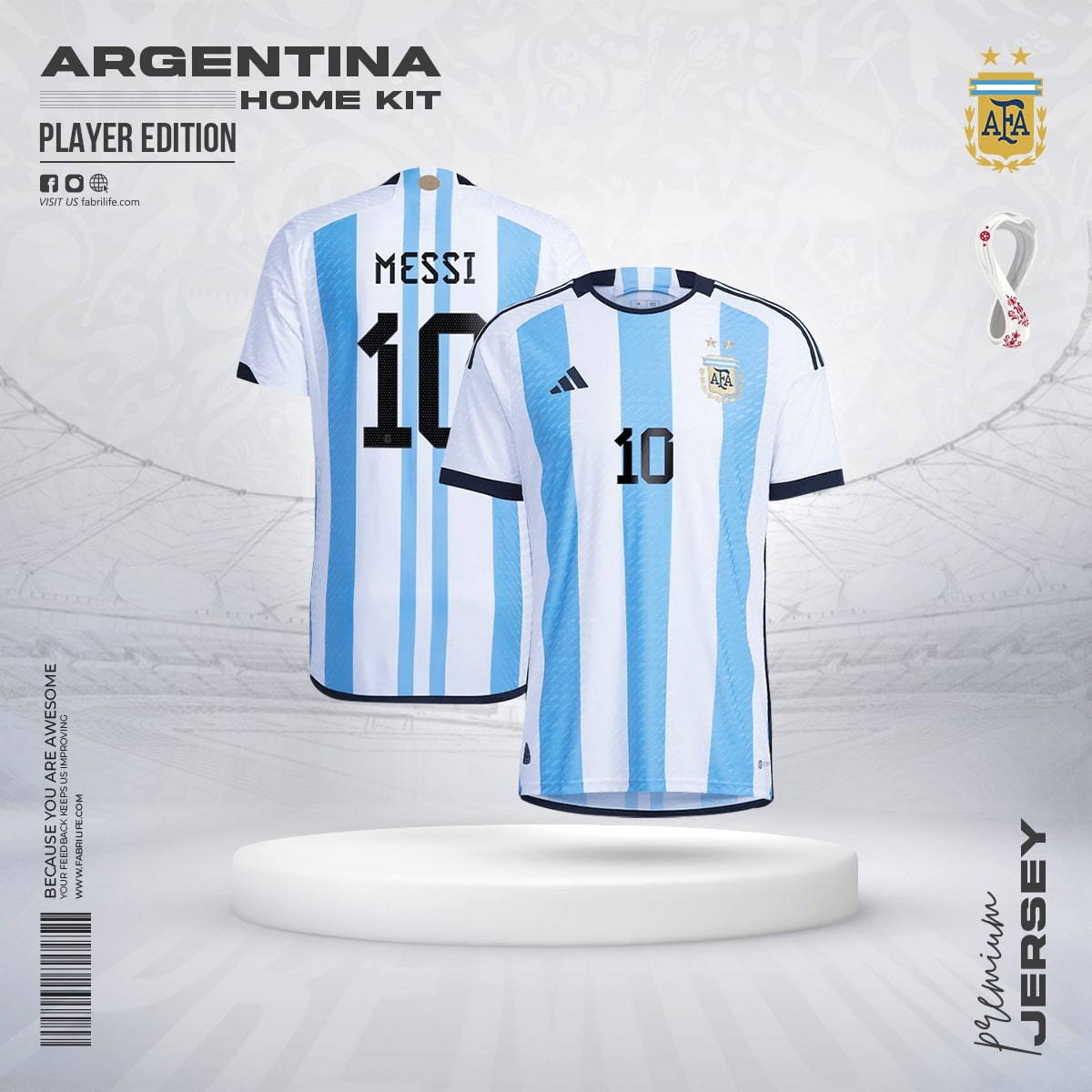 Messi Argentina Fifa World Cup Home Jersey 2022 Player Edition Best
