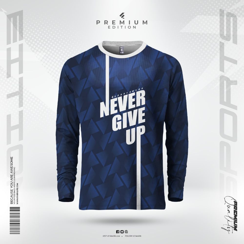 Sports Full sleeve - Never give up - Men's Full Sleeve T-shirt | Fabrilife