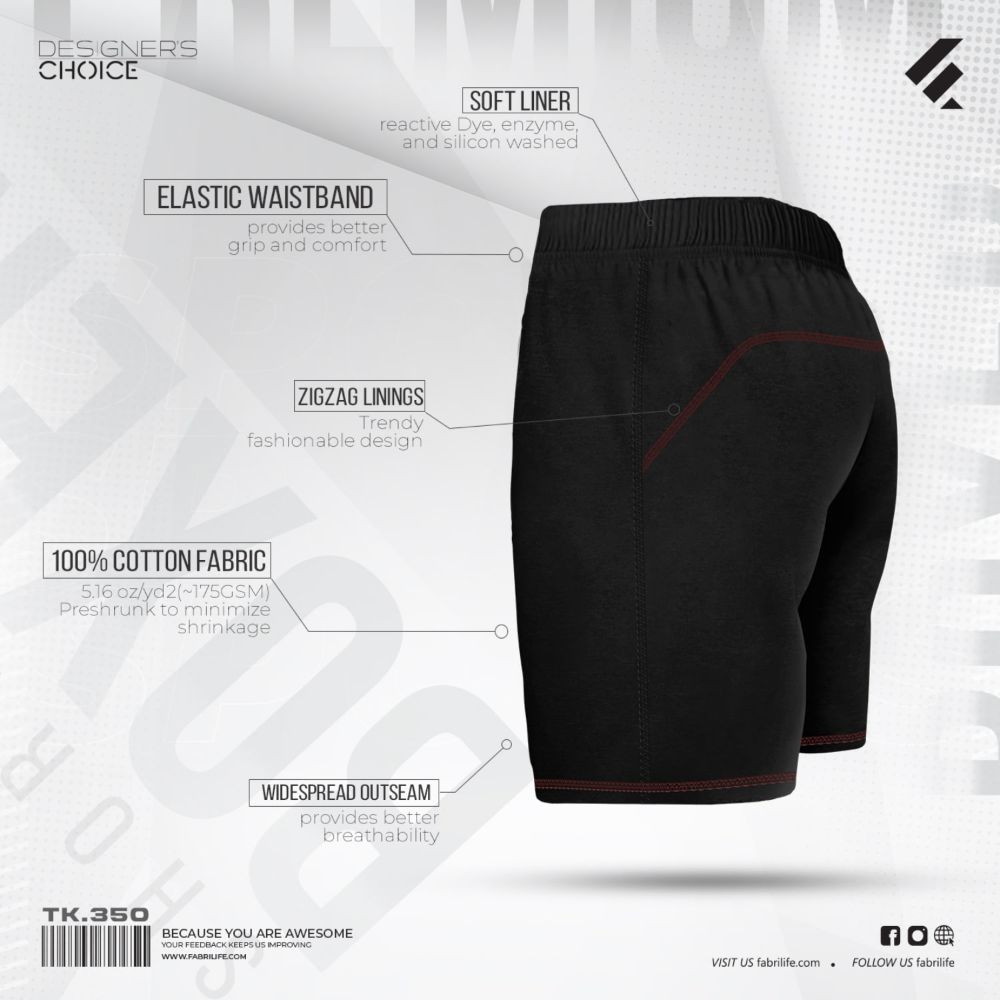 Mens Premium Cotton Boxer Shorts - Black - At Best Price | Fabrilife