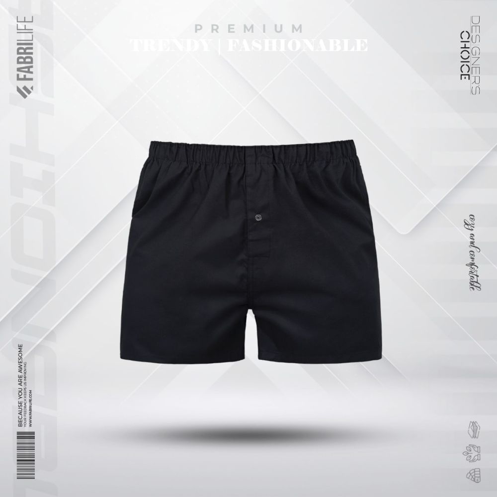 Mens Premium Woven Boxer Shorts - Junior Black - At Best Price | Fabrilife