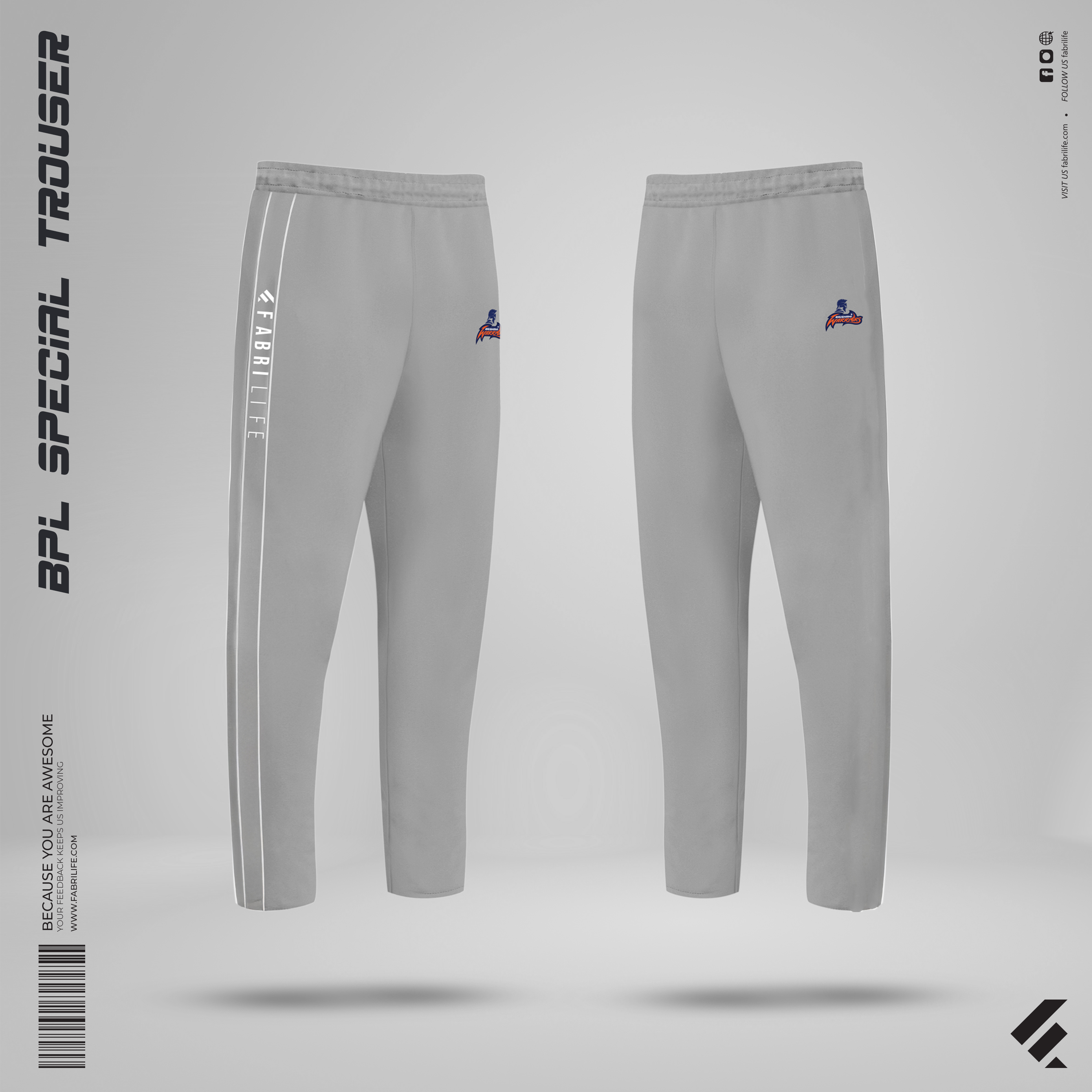 Rajshahi Warriors Official Player Premium Travel Trouser - Ash