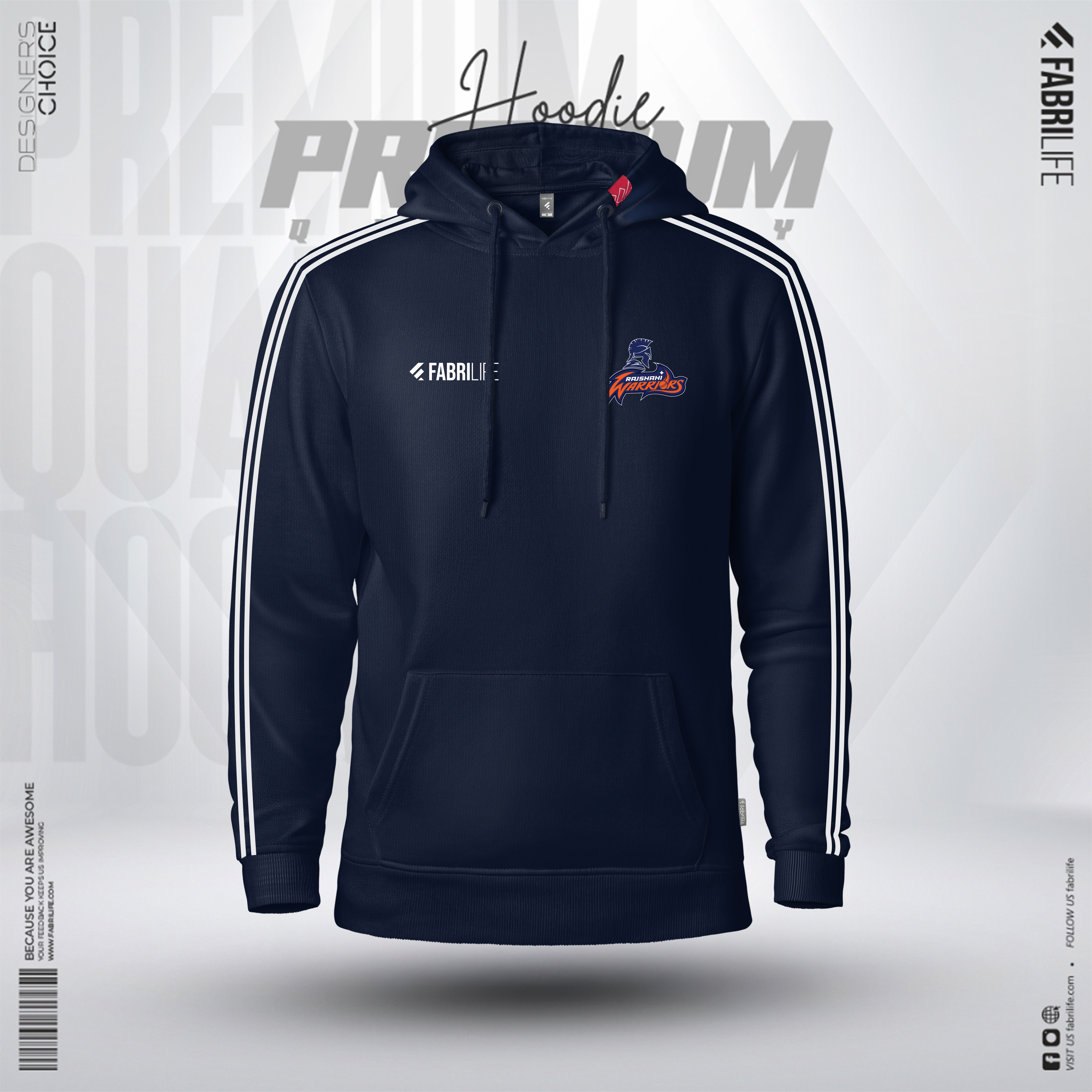 Rajshahi Warriors Official Player Premium Travel Hoodie - Elite Navy