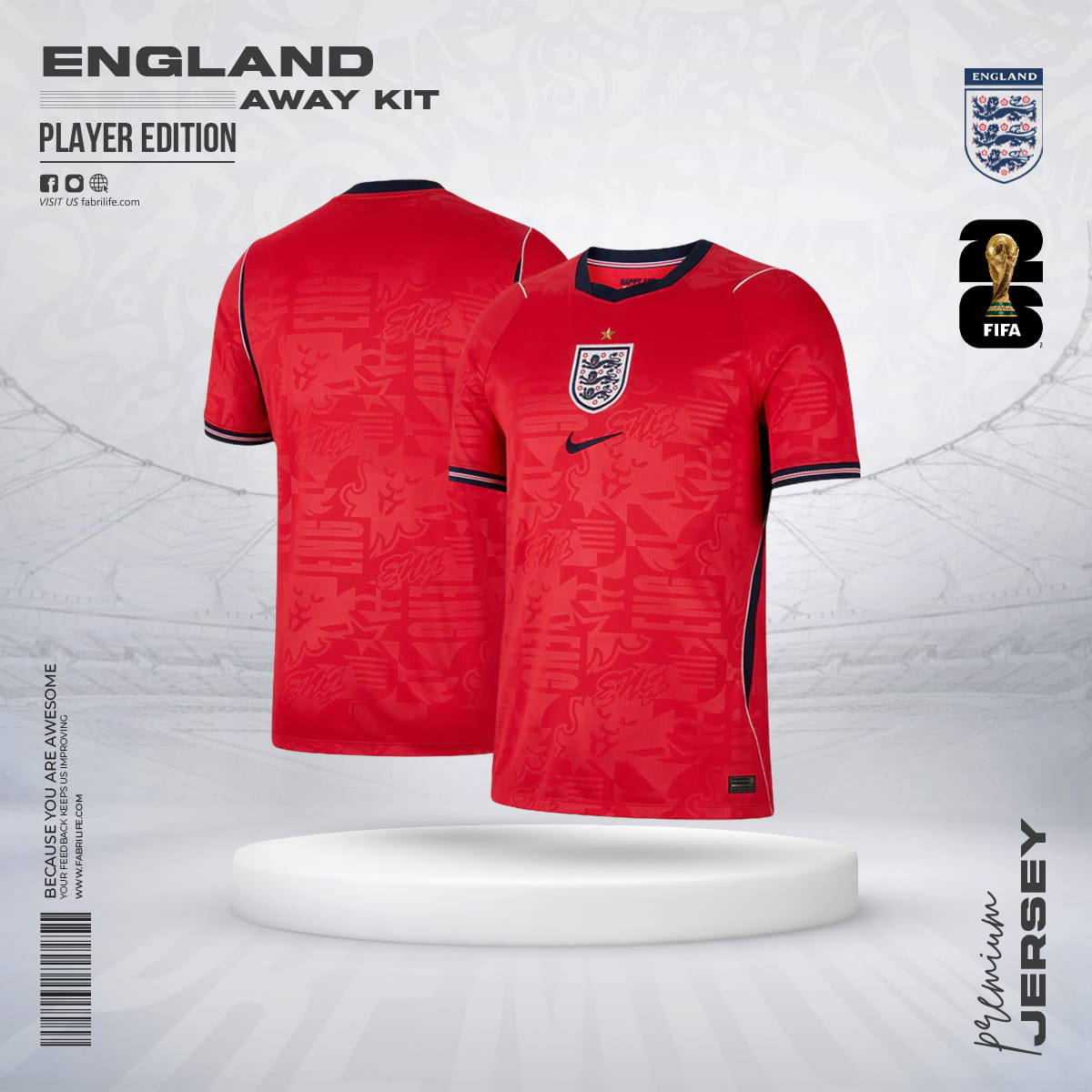 England 2026 World Cup Away Jersey - Player Edition