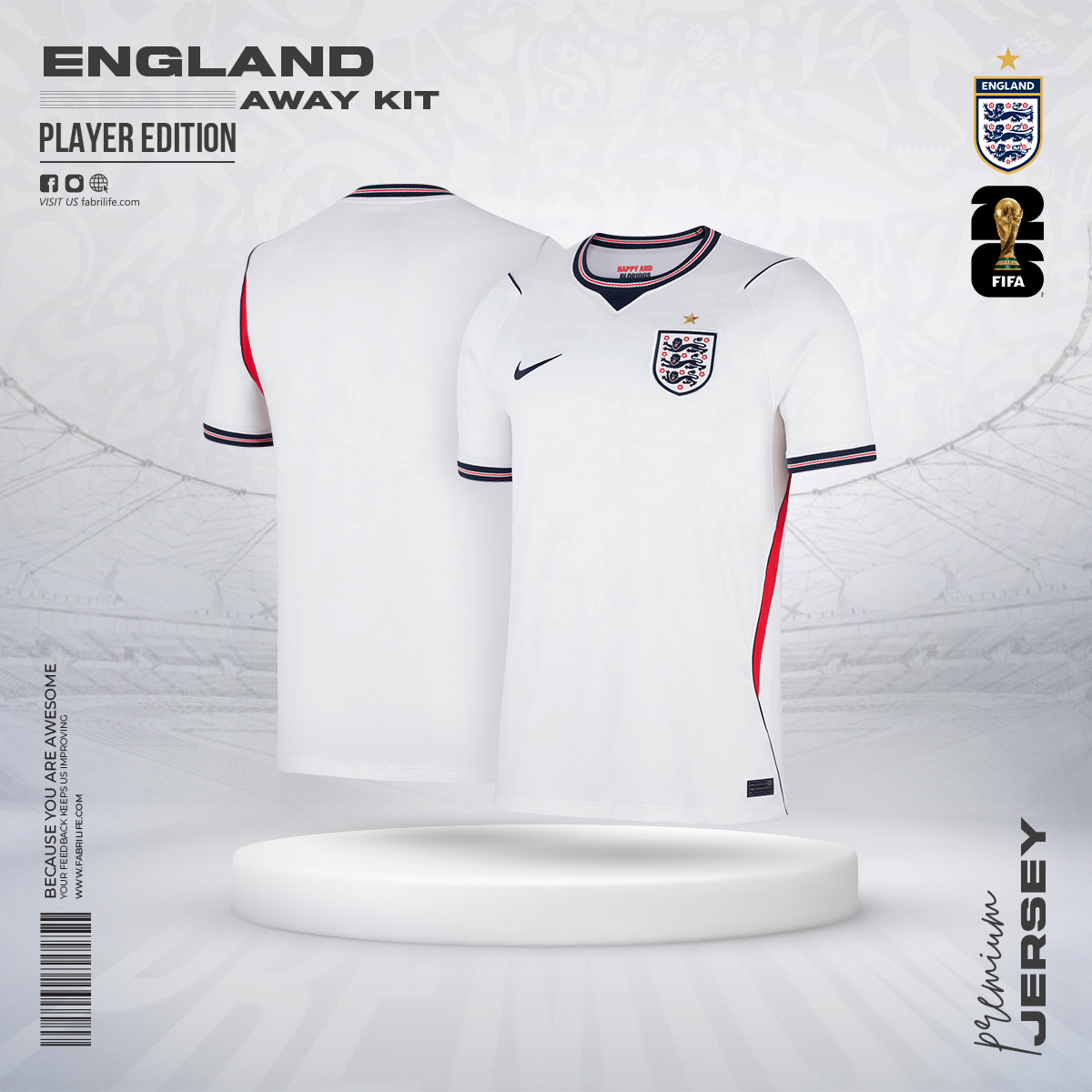 England 2026 World Cup Home Jersey - Player Edition