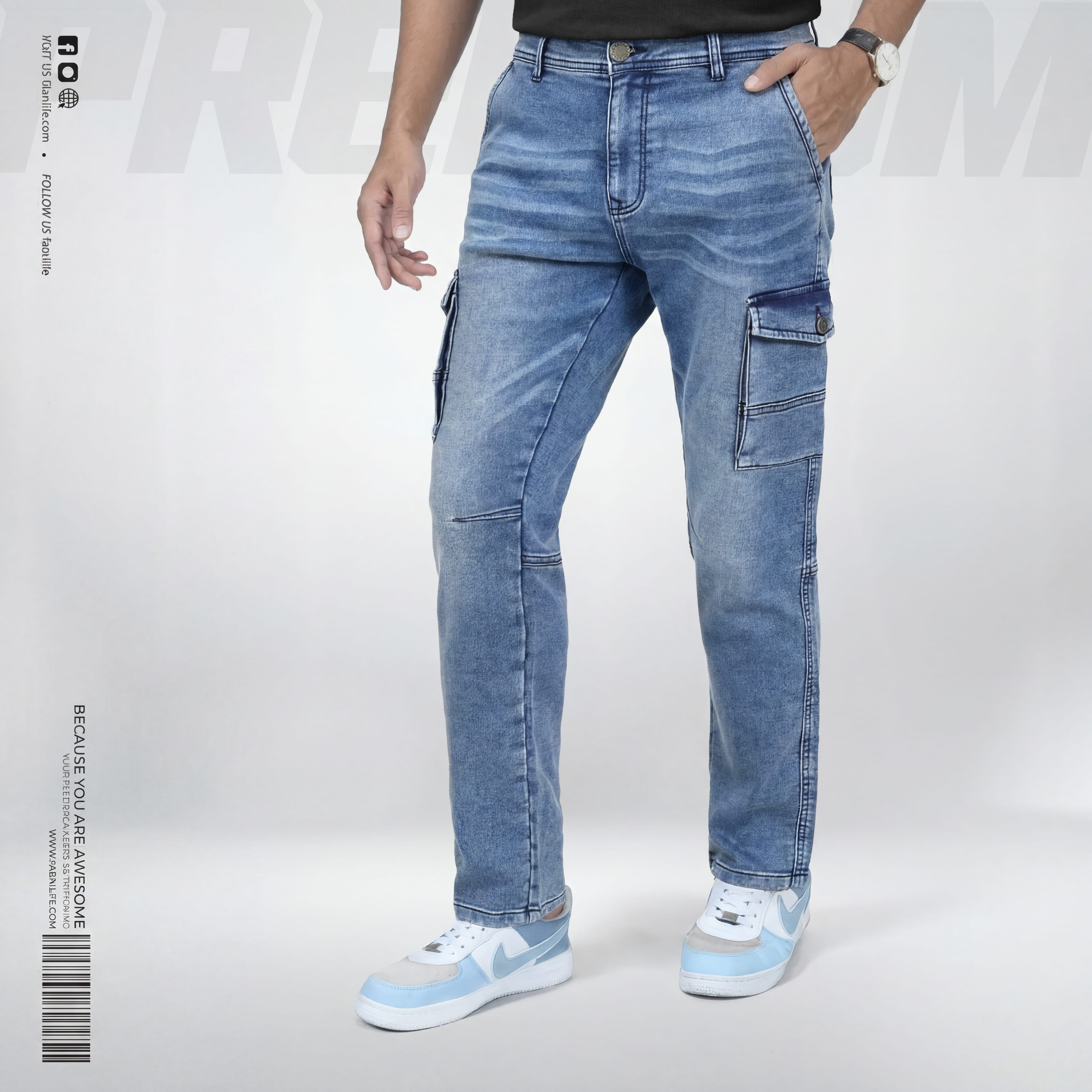 Mens Premium Denim Cargo [6 Pocket] - Grindon