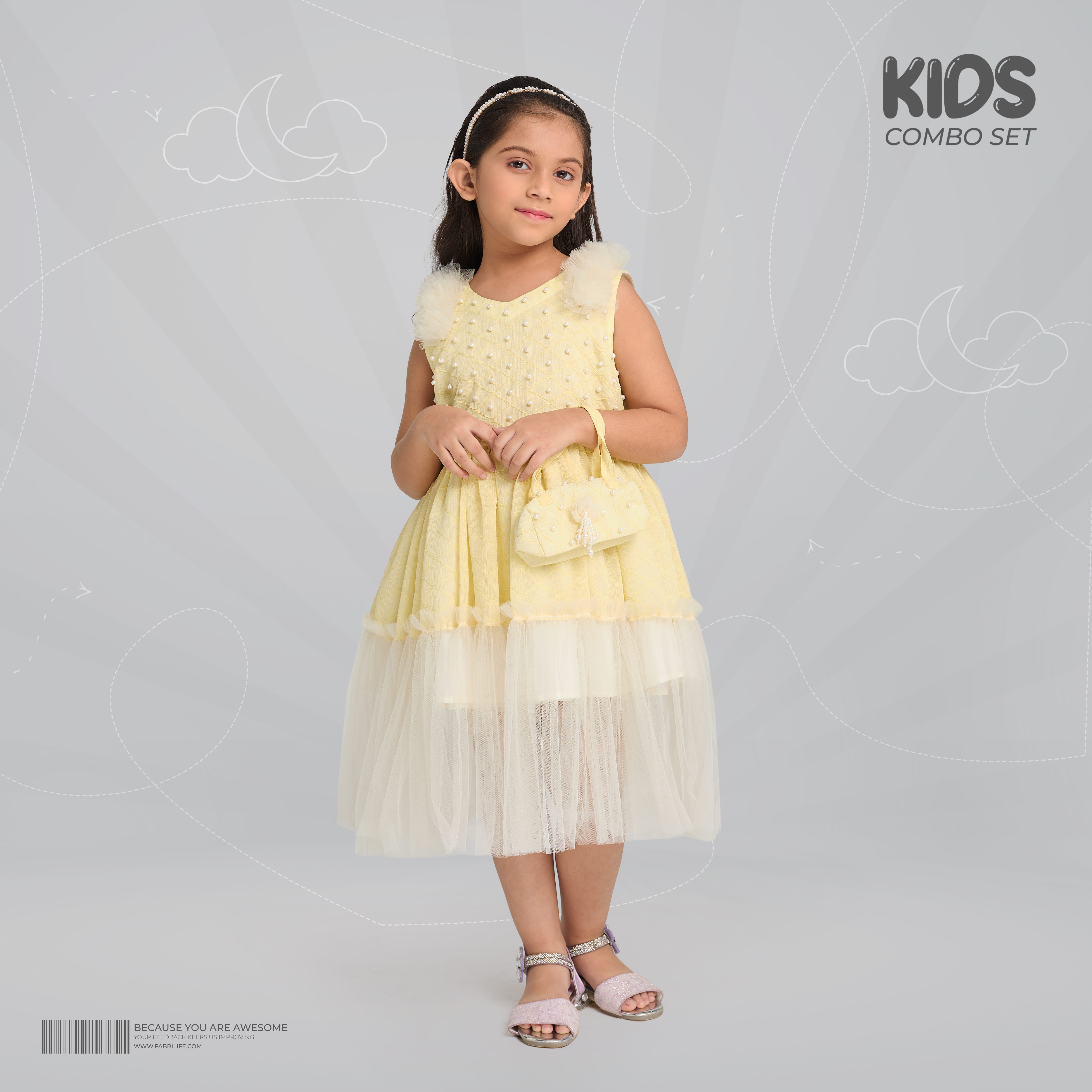 Girls Premium Frock - Yellina