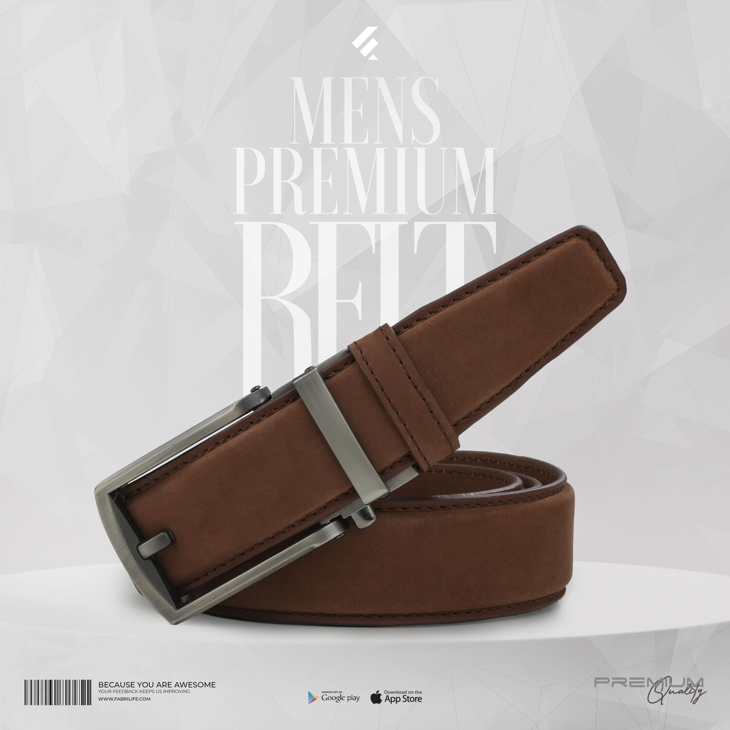 Mens Premium Leather Belt- Venture