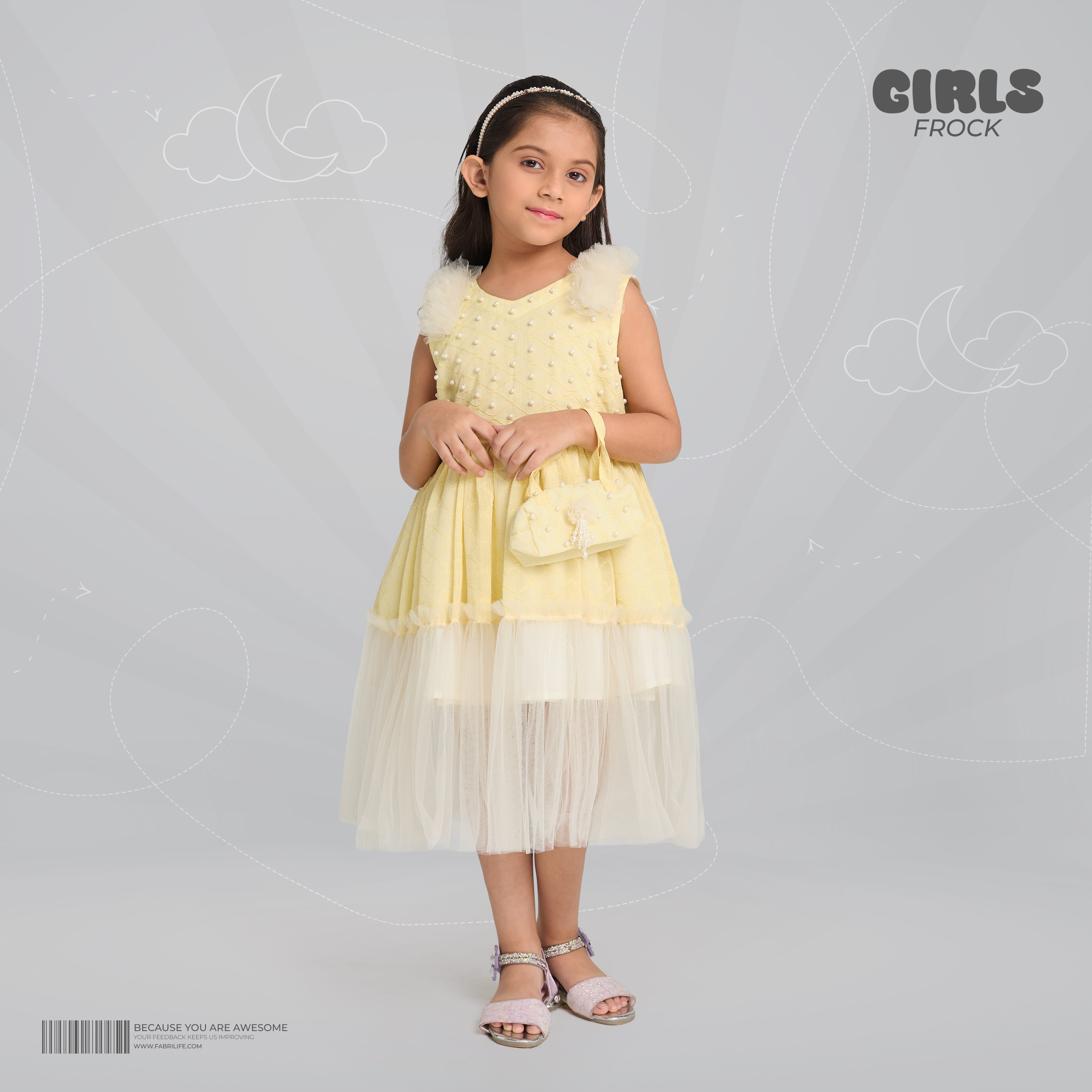 Girls Premium Frock - Yellina