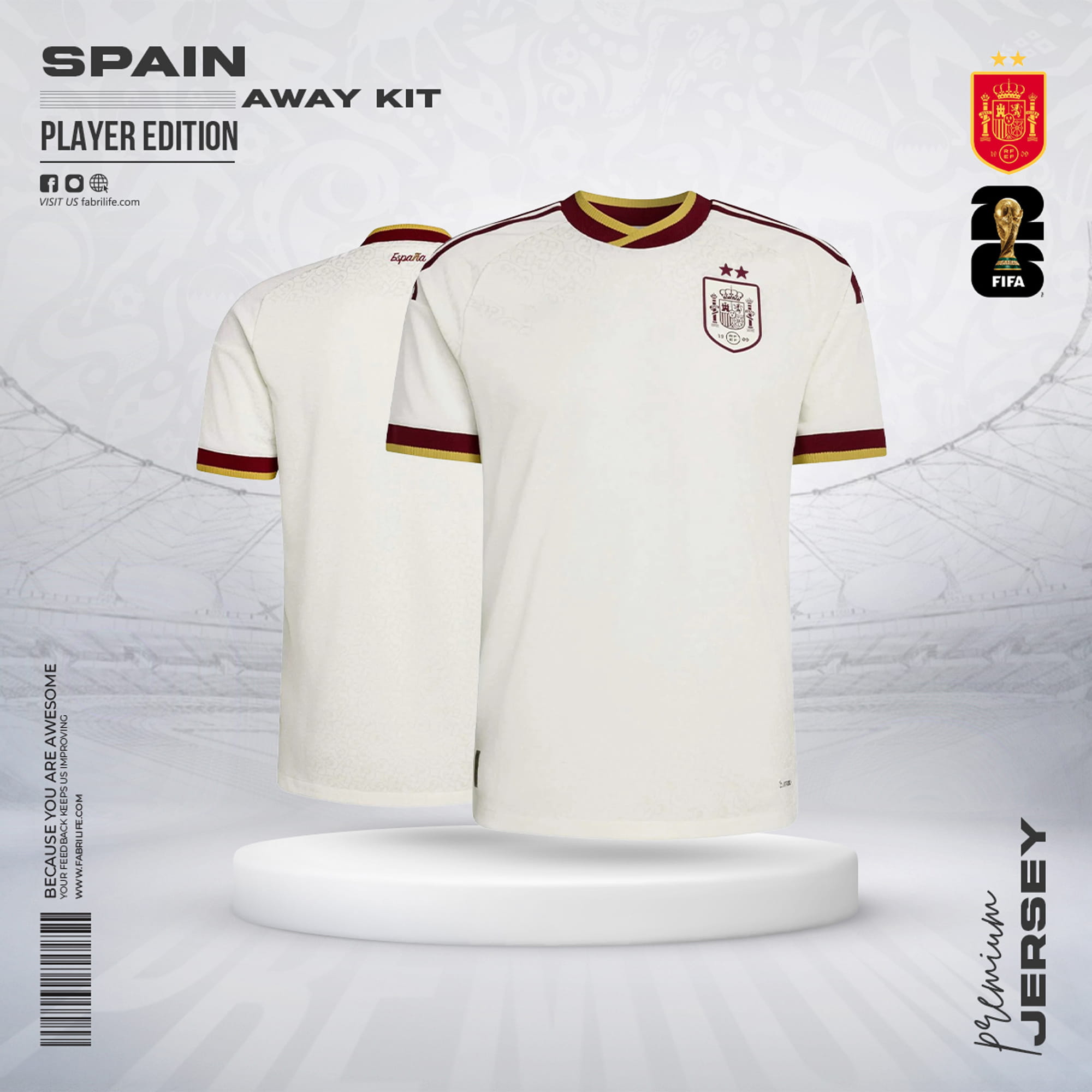 Spain 2026 World Cup Away Jersey - Player Edition